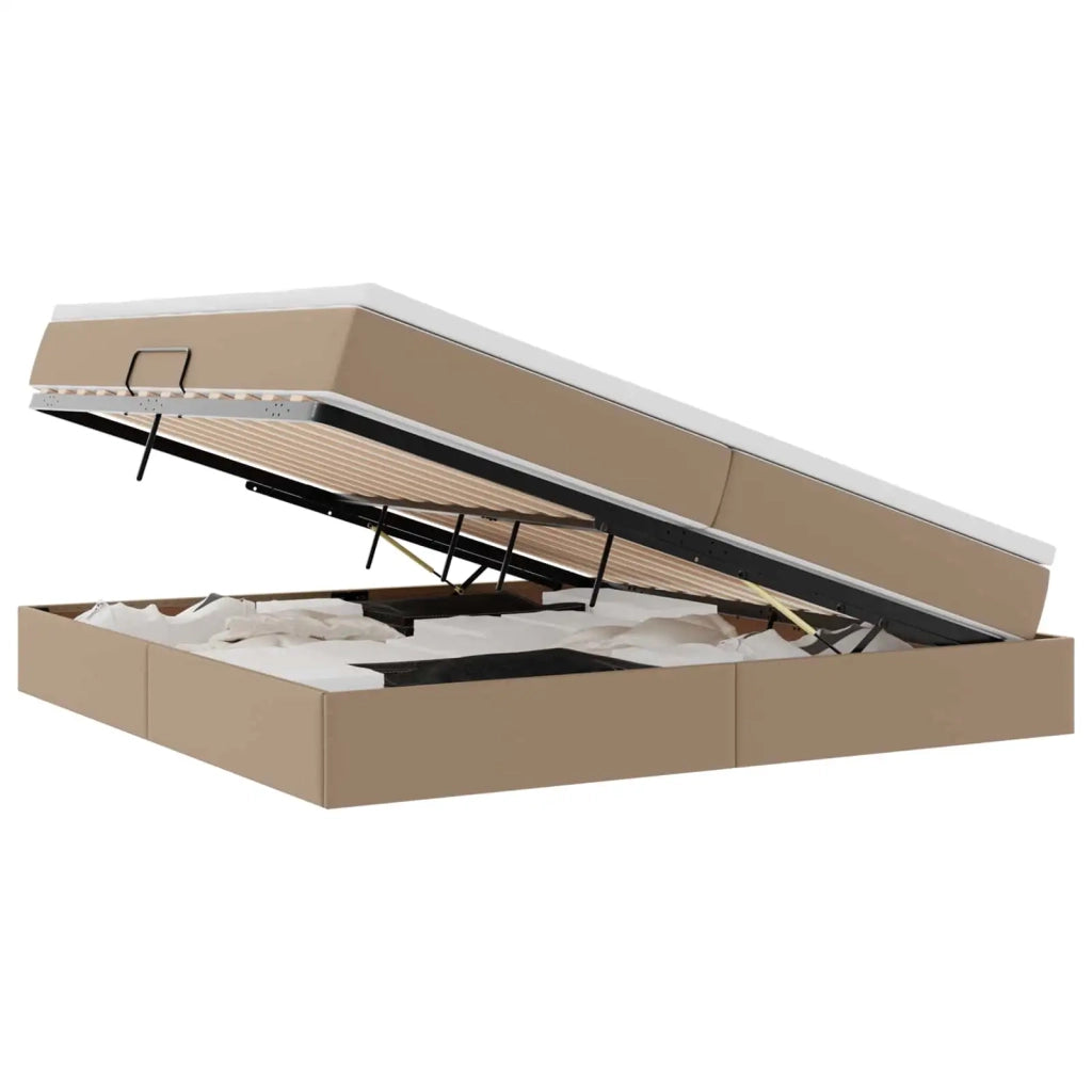 Letto con contenitore e materasso Cappuccino 200 x 200 cm 3370181