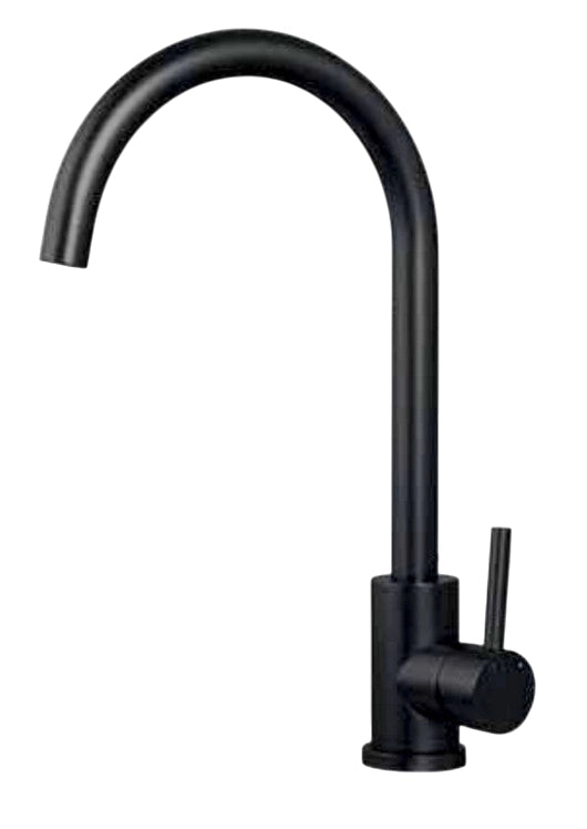 Miscelatore Lavello Canna a Ponte Girevole Acciaio Inox 304 Nero Opaco – Cartuccia Ø35 mm