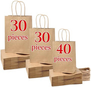 Sacchi di carta 100 pezzi - Borse di carta - Sacchi di carta marrone - Borse di regalo riutilizzabili - Carta kraft - Diverse dimensioni