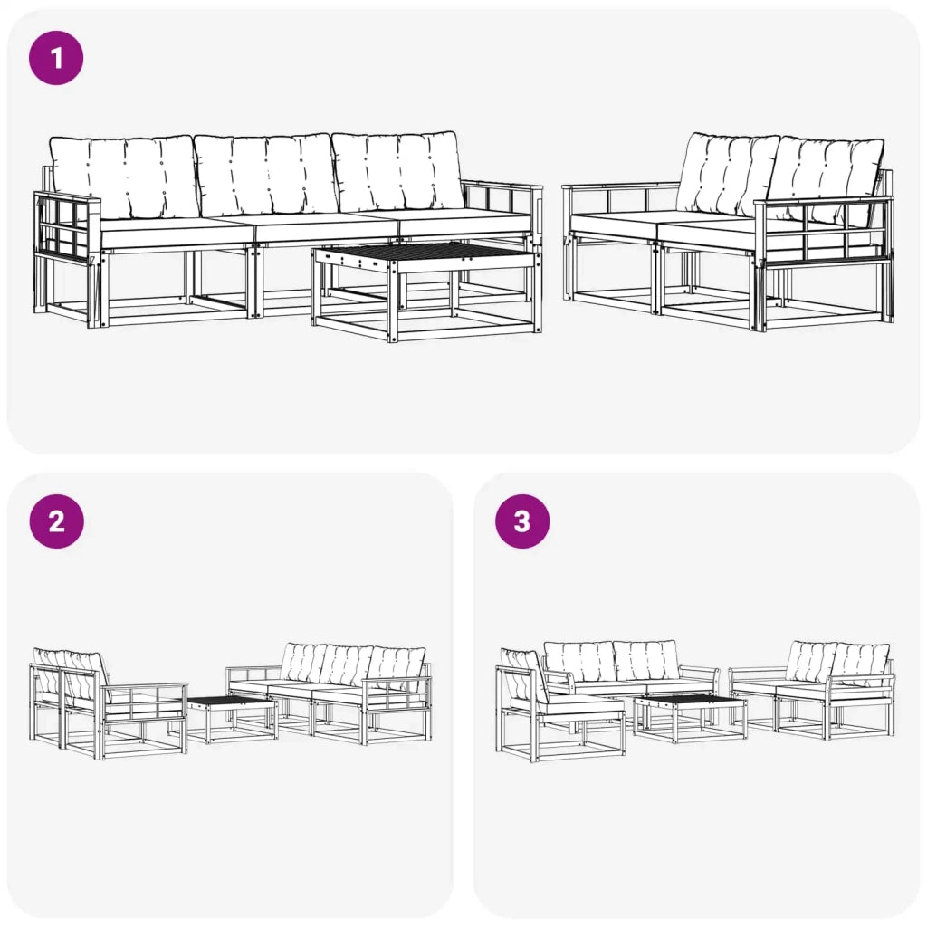Set di divani da esterno 6 pz Bianco e Beige 3388427