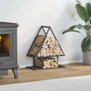 Rastrelliera per Legna da Ardere Nera 50x25x60 cm 864311