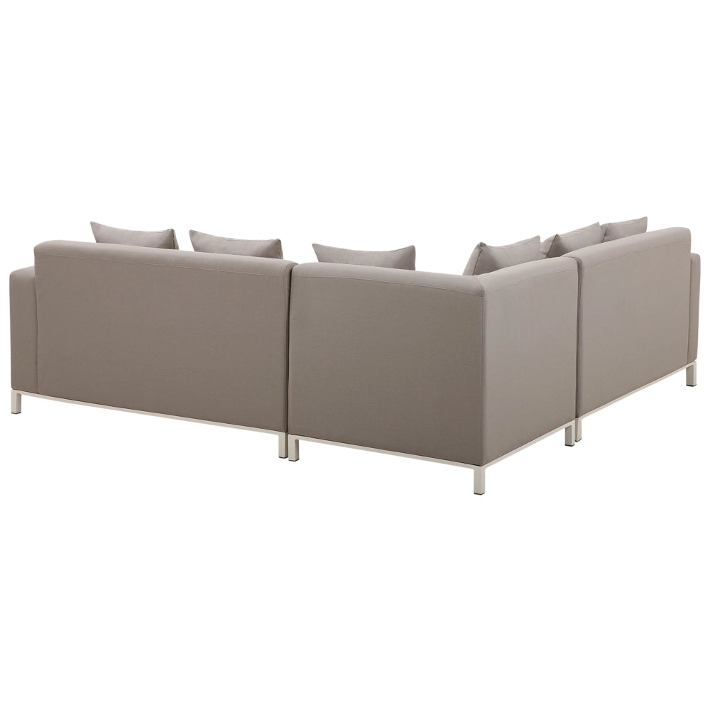 Set di 6 divani componibili per esterni con struttura in alluminio color tortora con cuscini destro