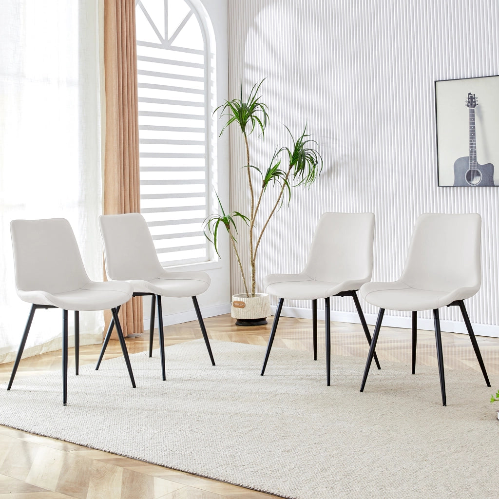 Sedia da pranzo con schienale ergonomico e piedini antiscivolo in PU bianco nero
