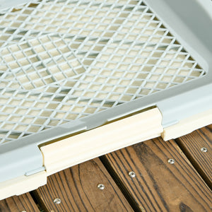 Lettiera per Cani 46,5x34x5,5 cm 3 Strati con Prato Sintetico Griglia e Vassoio Inferiore Bianco e Verde