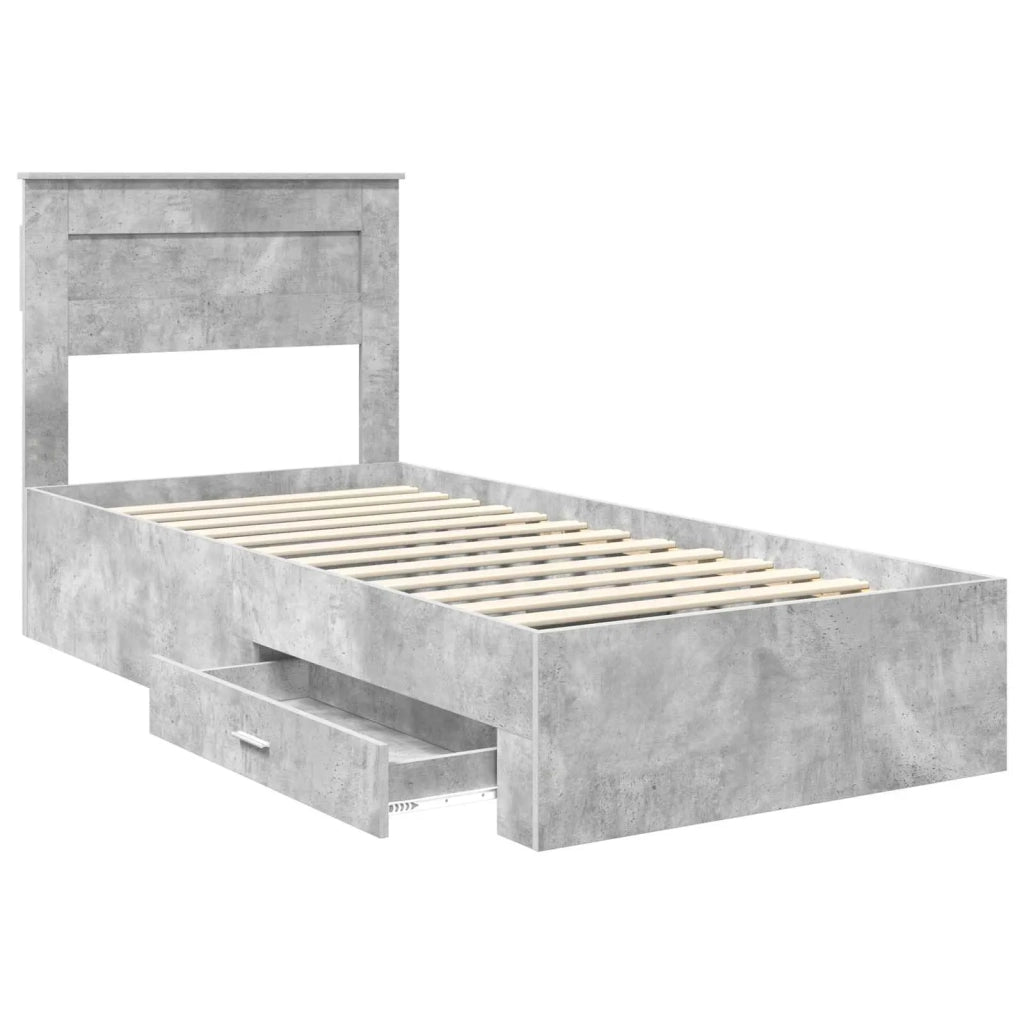 Struttura del letto con testiera-Giroletto con Testiera Grigio cemento 90 x 190 cm 942887