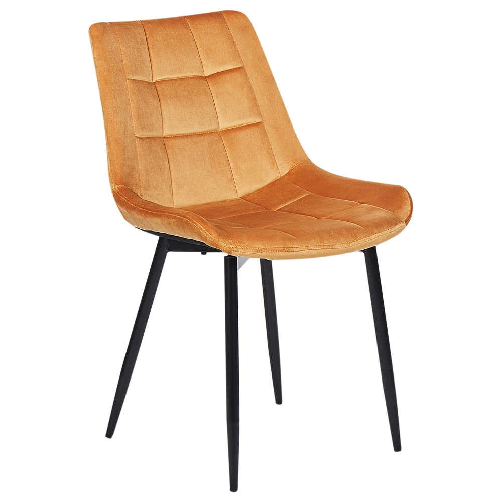 Set di 2 sedie da pranzo in velluto arancione gambe in acciaio Nero sedie moderne imbottite
