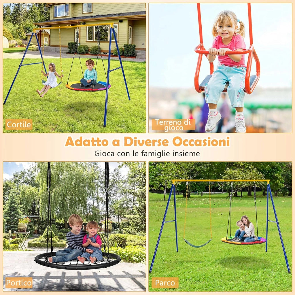 Supporto per Altalena Bambini, Base da Altalena per Bambini in Metallo, Strattura per Altalena da Giardino, Portata 300 kg