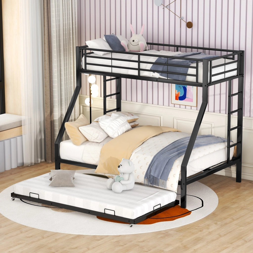 Letto a castello in metallo con letto estraibile 90/140x200 cm; nero