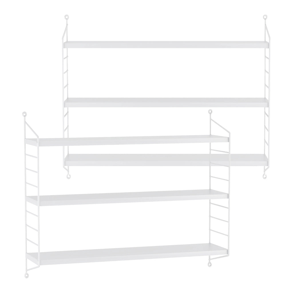 Set di 2 Scaffali da Parete Strängnäs a 3 Ripiani Regolabili  50 x 60 x 15 cm Acciaio Bianco [en.casa]