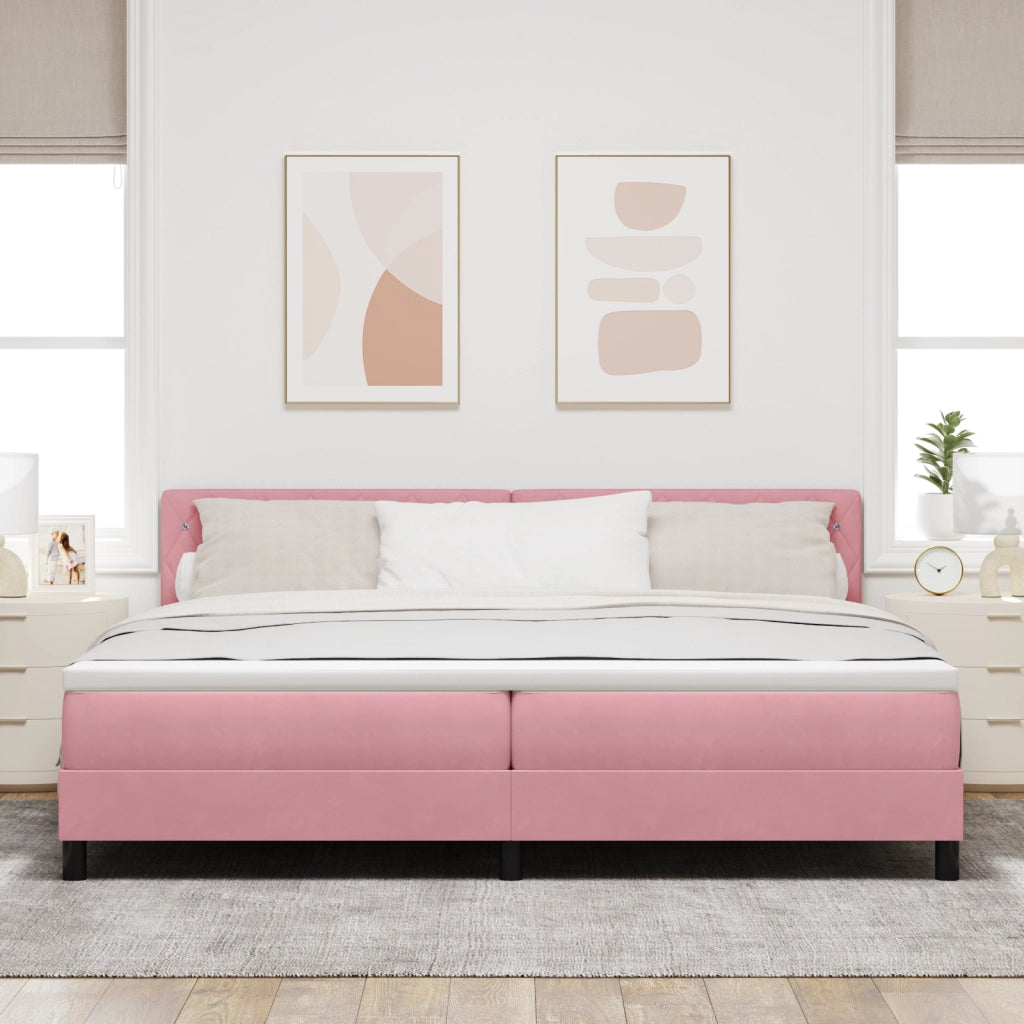 Letto a Molle con Materasso Rosa 200x200 cm Velluto