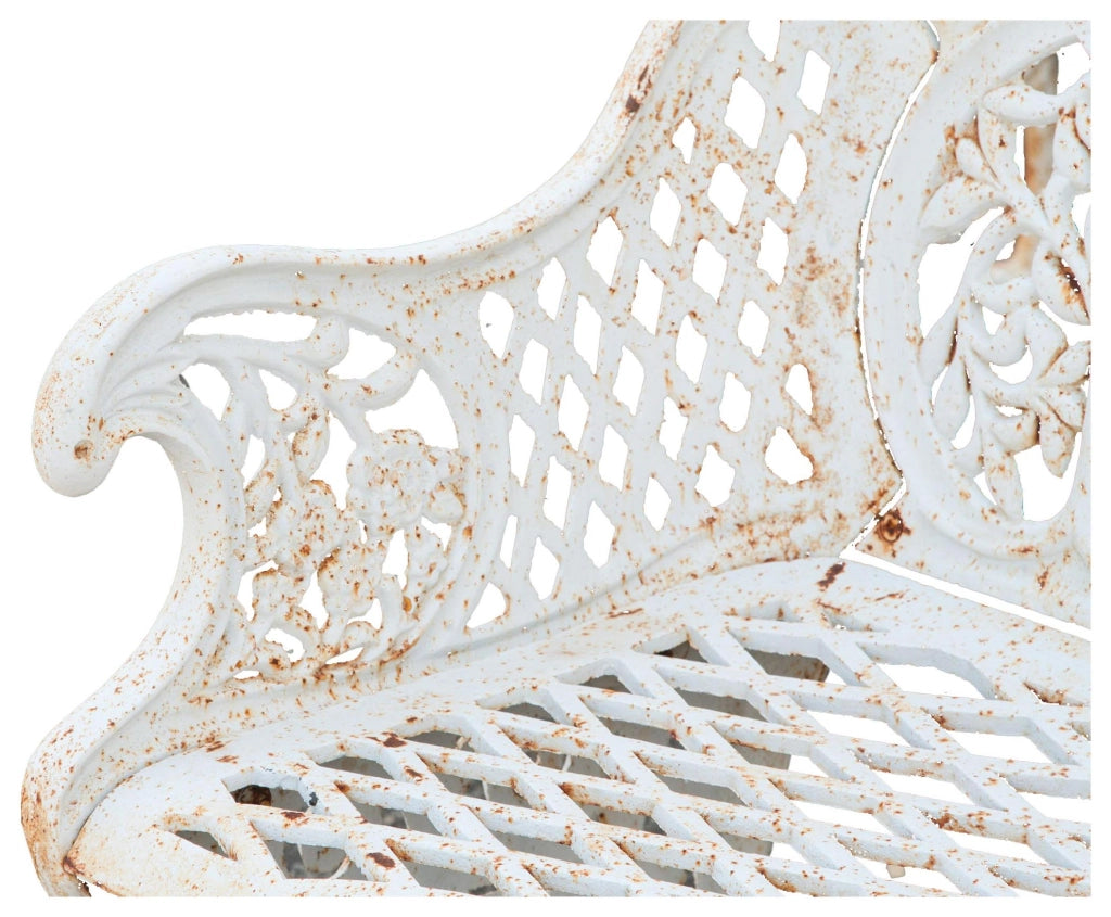 Biscottini Panchina Liberty da giardino in ghisa finitura bianca anticata L110xPR55xH90 cm