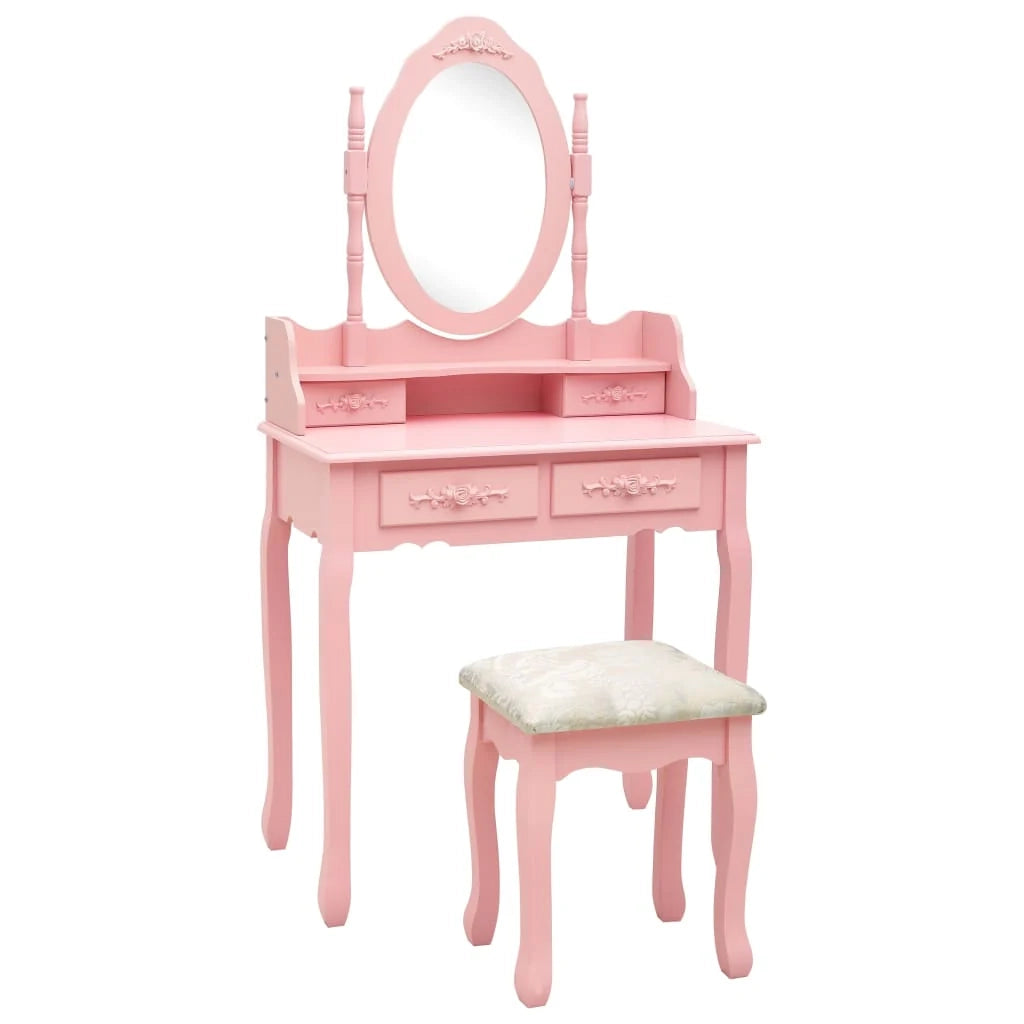Set toeletta con sgabello 75 x 69 x 140 cm rosa 02_0006271