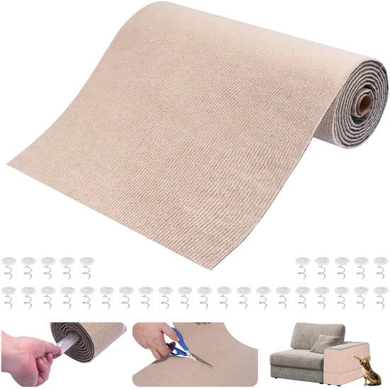 Krabbaplastico autoadesivo per gatti piastra per gatti per gatti per gatti protezione contro le unghie del gatto banco gatto con 30 punteruole (3 m x 0,4 m, Khaki)
