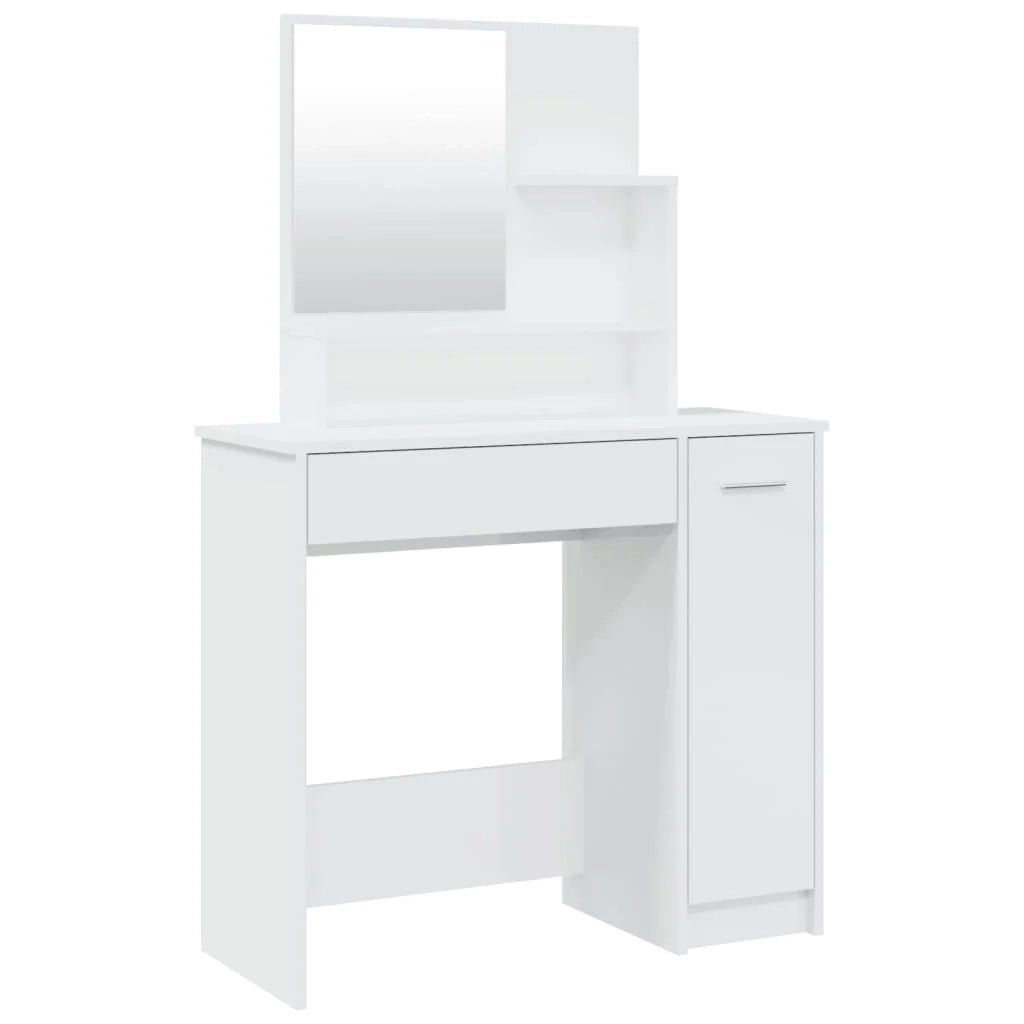 Mobile da toeletta dal design contemporaneo con specchio 86,5 x 35 x 136 cm bianco lucido 02_0006394