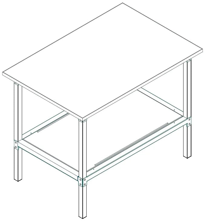 Banco lavoro metallico con piano in nobilitato superiore cm. 140x80x93h