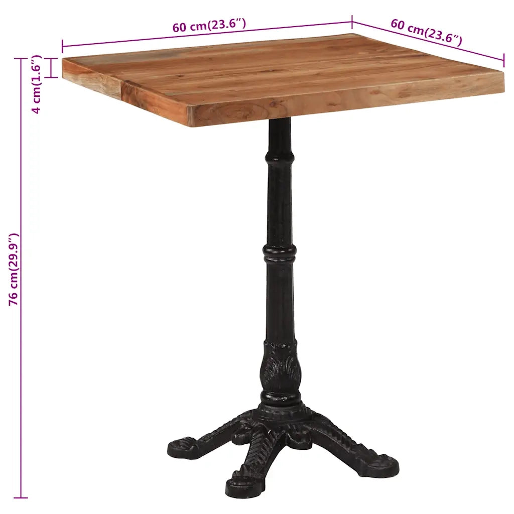 Tavolo da Bistrot 60x60x76 cm in Legno Massello di Acacia