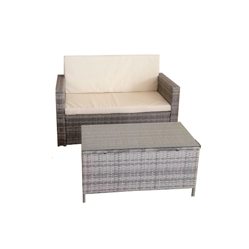 Salotto da giardino in rattan colore grigio WRS066G