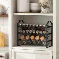 Portaspezie da Cucina a 3 Livelli 39,5x18x33 cm con Ripiani Inclinati in Metallo Nero