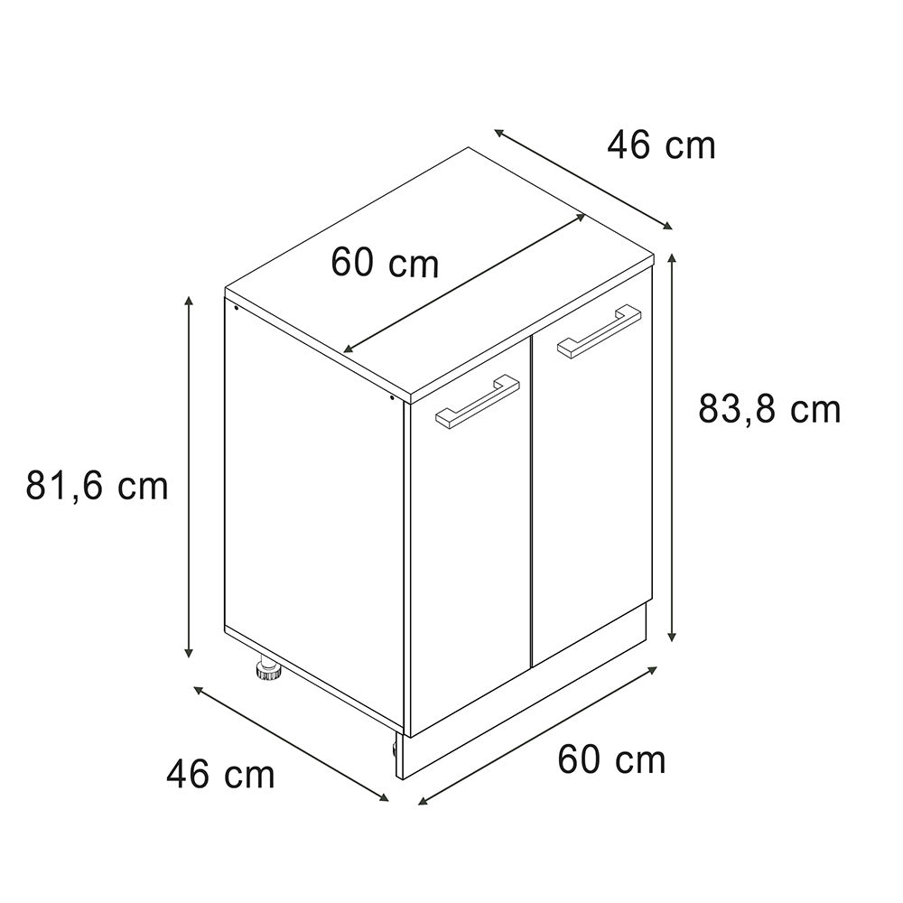 Mobile per mansarda Rion Rosso lucido/Bianco 60 x 83.8 cm senza inclinazione con 2 ante Vicco