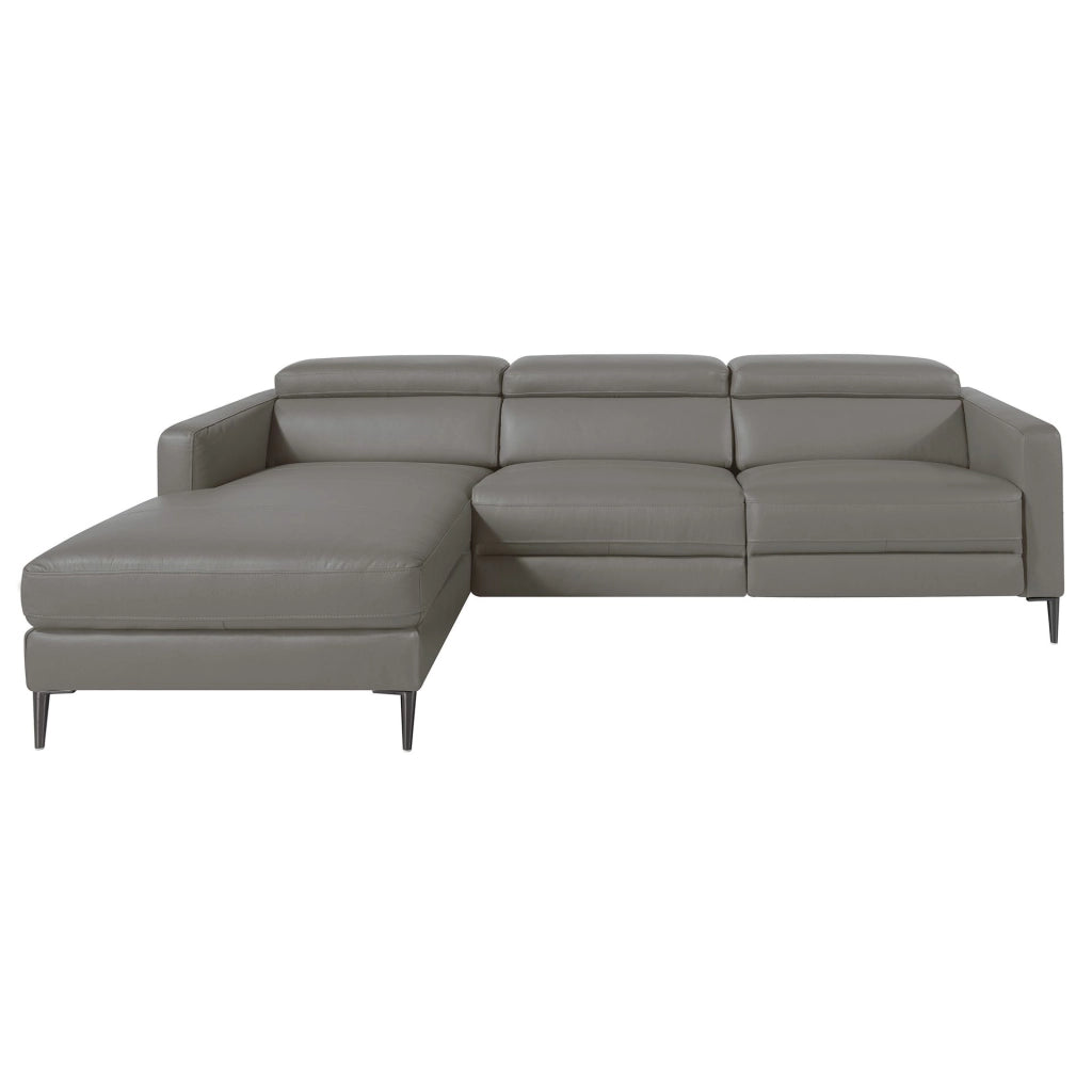 Divano relax con chaise longue a sinistra in pelle grigio scuro