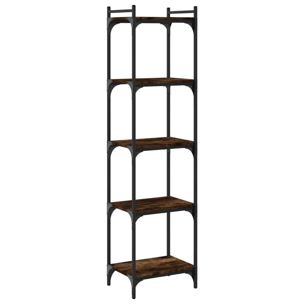 Libreria a 5 Ripiani-Scaffale per Libri-Mobile di Stoccaggio Rovere Fumo 40x30x154 cm Legno Multistrato