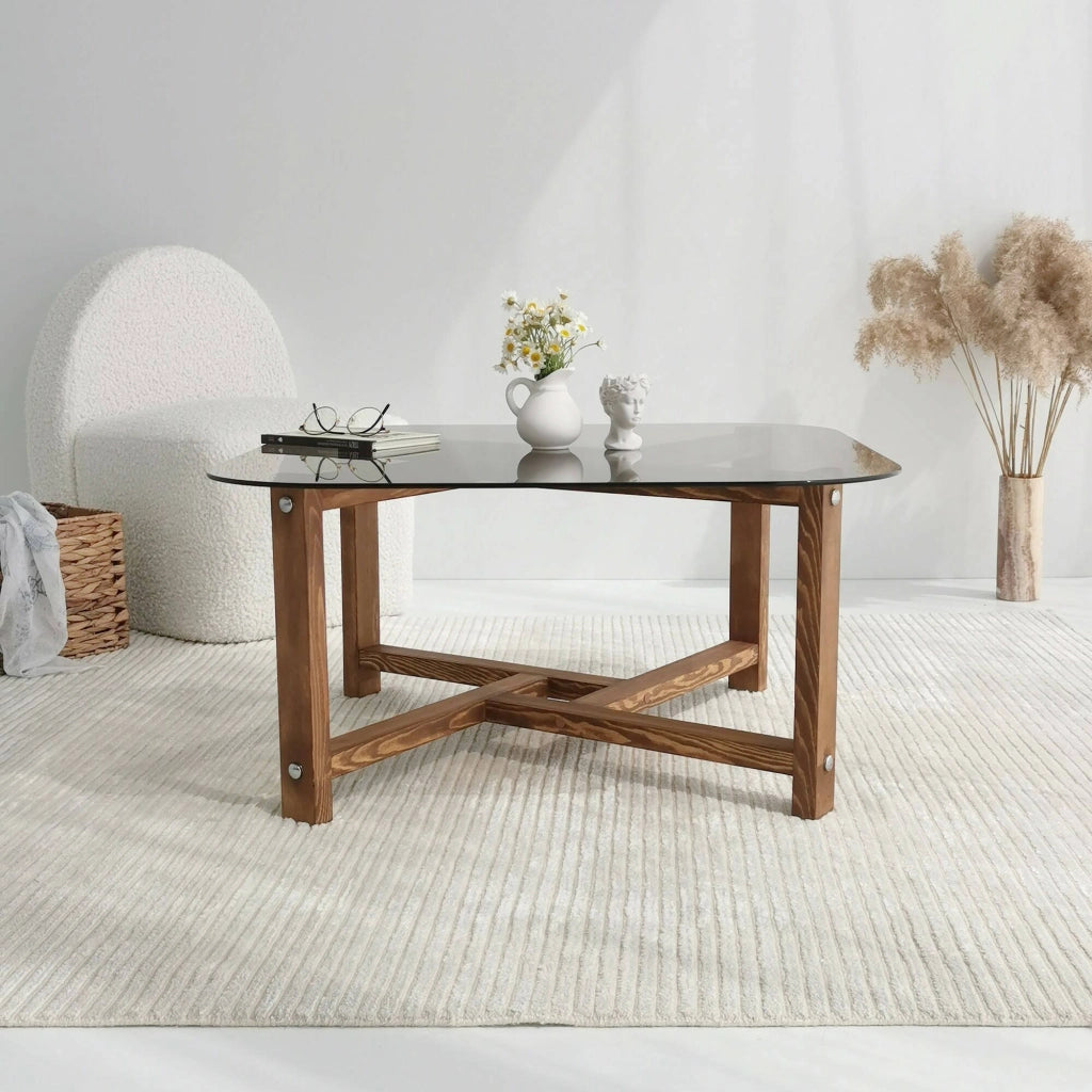 Aurano, Tavolino da Salotto Portariviste, 80x80x40h cm Marrone Quercia
