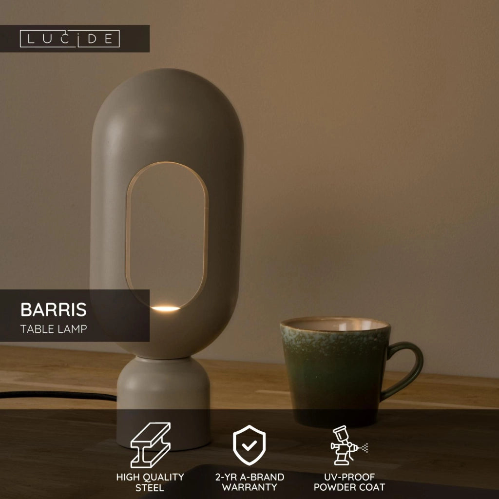 Lampada da tavolo retrò ovale BARRIS taupe E27 Lucide