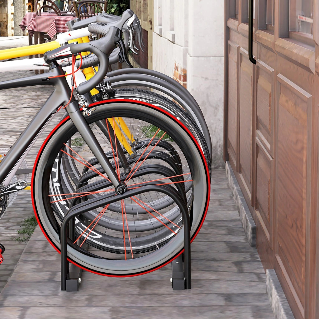 Portabiciclette per Parcheggio ¨C zephmum ¨C 4 Biciclette in Acciaio, Nero, 110x33x27 cm