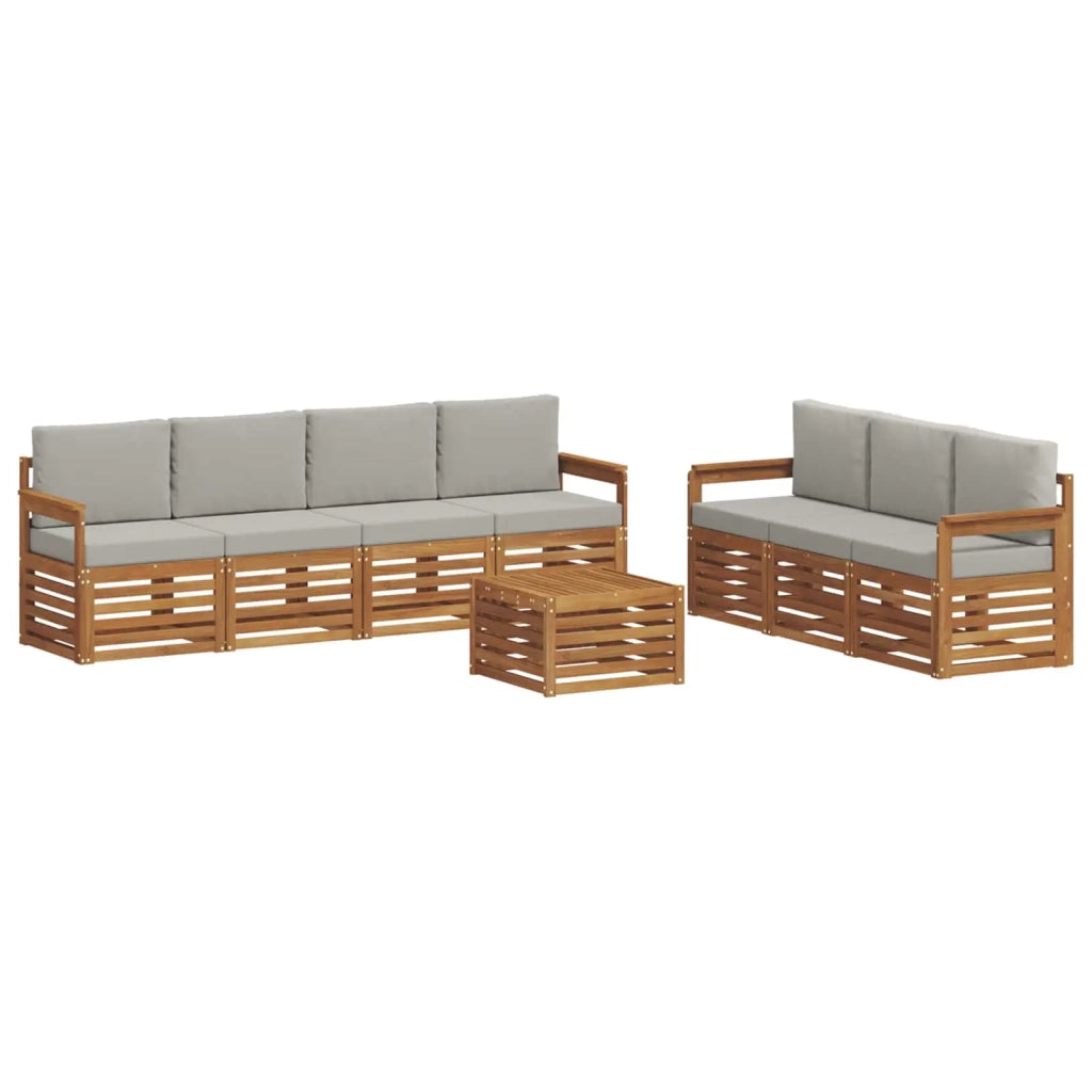 Set divani con cuscino 8 pcs Grigio Naturale e Chiaro
