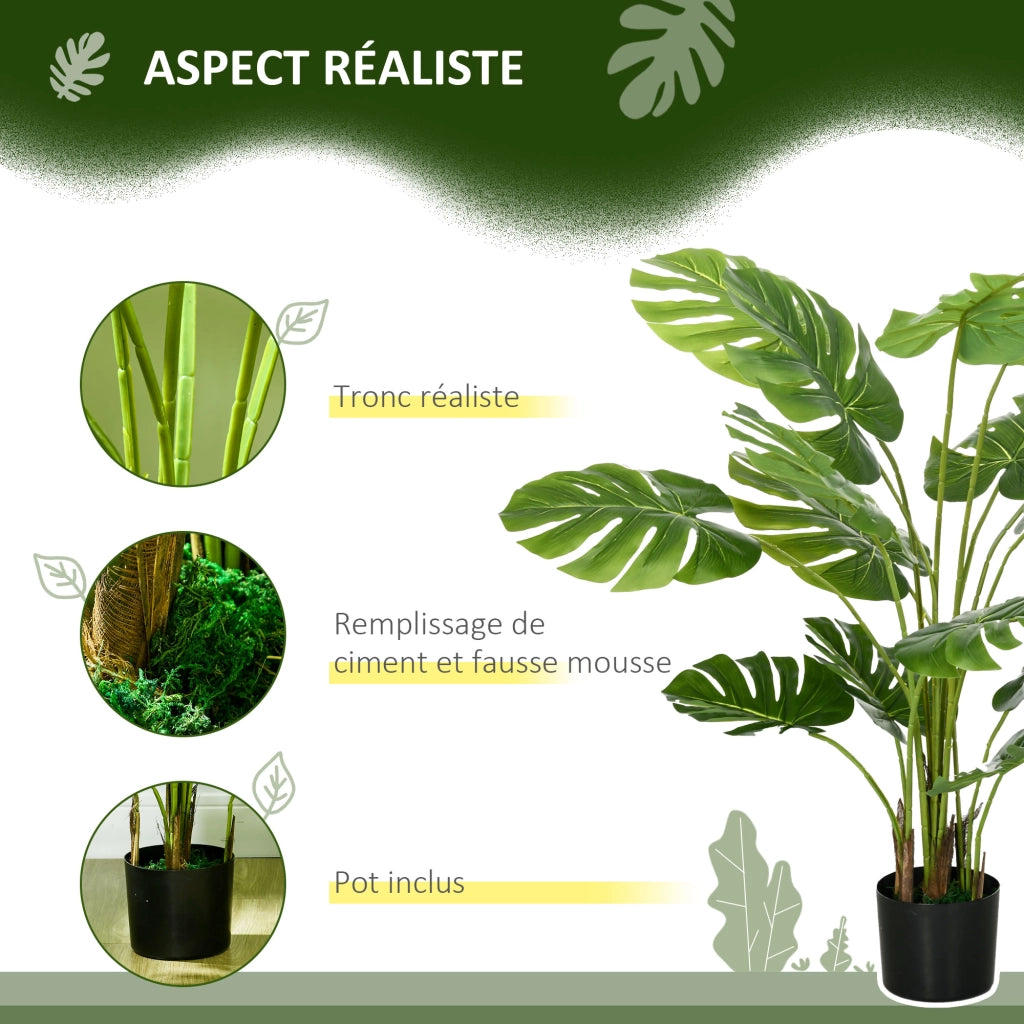 Plante artificiale Monstera Deliciosa con vaso ¨C zephmum ¨C verde altezza 120 cm