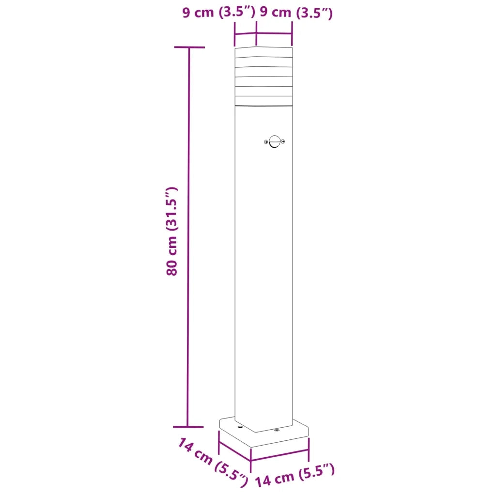 Lampada da Terra per Esterni con Sensore Nera 80cm in Alluminio CFW9889700
