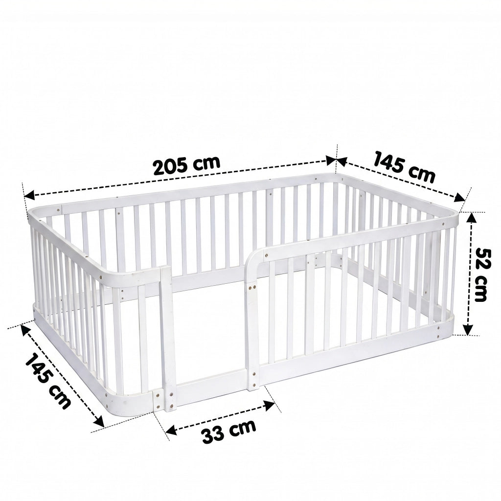 Recinto modulare per bambini 140 × 200 cm con pannelli, bordi arrotondati, senza materasso, bianco