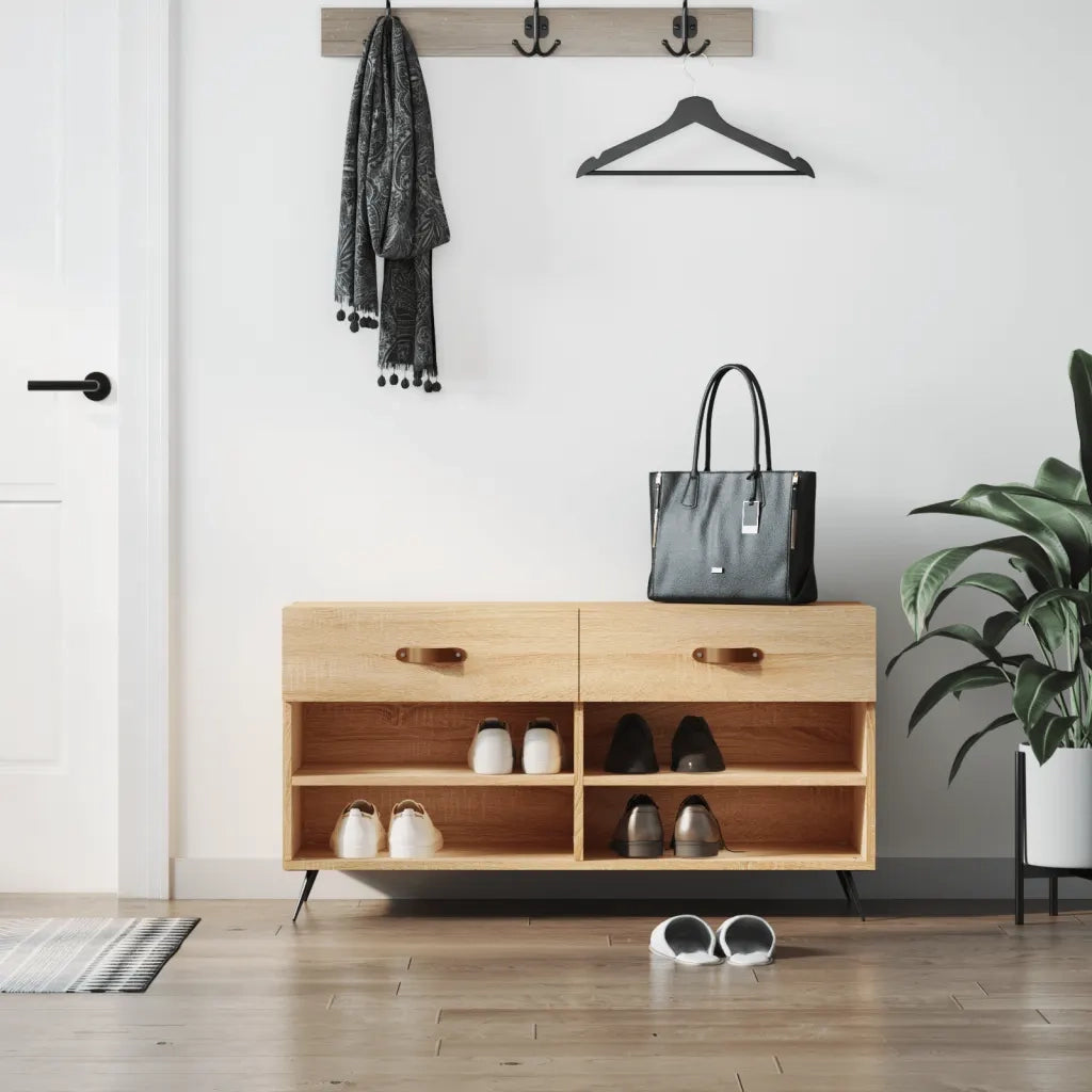 Panca Porta Scarpe | Scarpiera | Mobile per scarpe Rovere Sonoma 102x35x55 cm Legno Multistrato