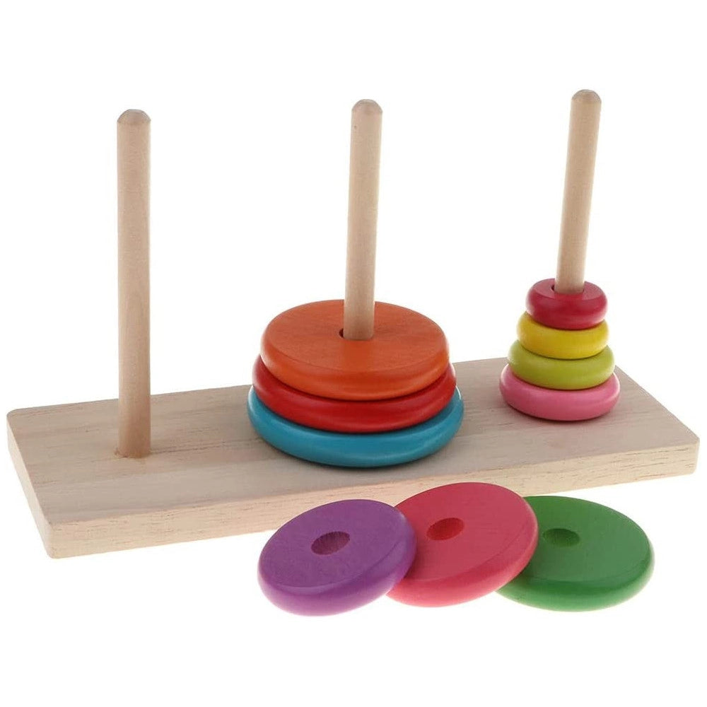 Trade Shop - Torre Di Hanoi Giocattolo Per Bambini Impilatore Blocchi Legno Gioco Educativo -