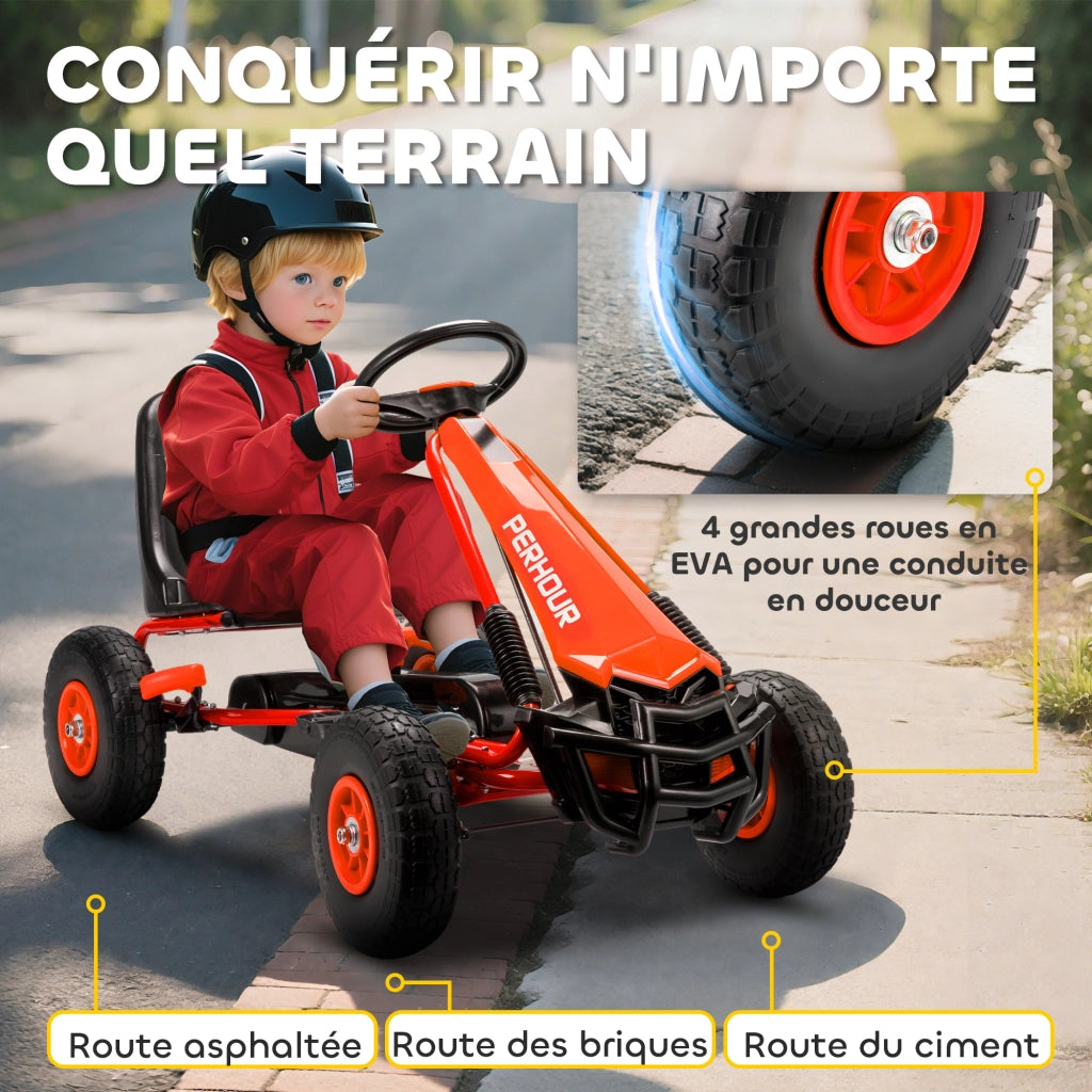 Go-Kart per bambini con sedile regolabile ¨C zephmum ¨C rosso 110x61x62 cm