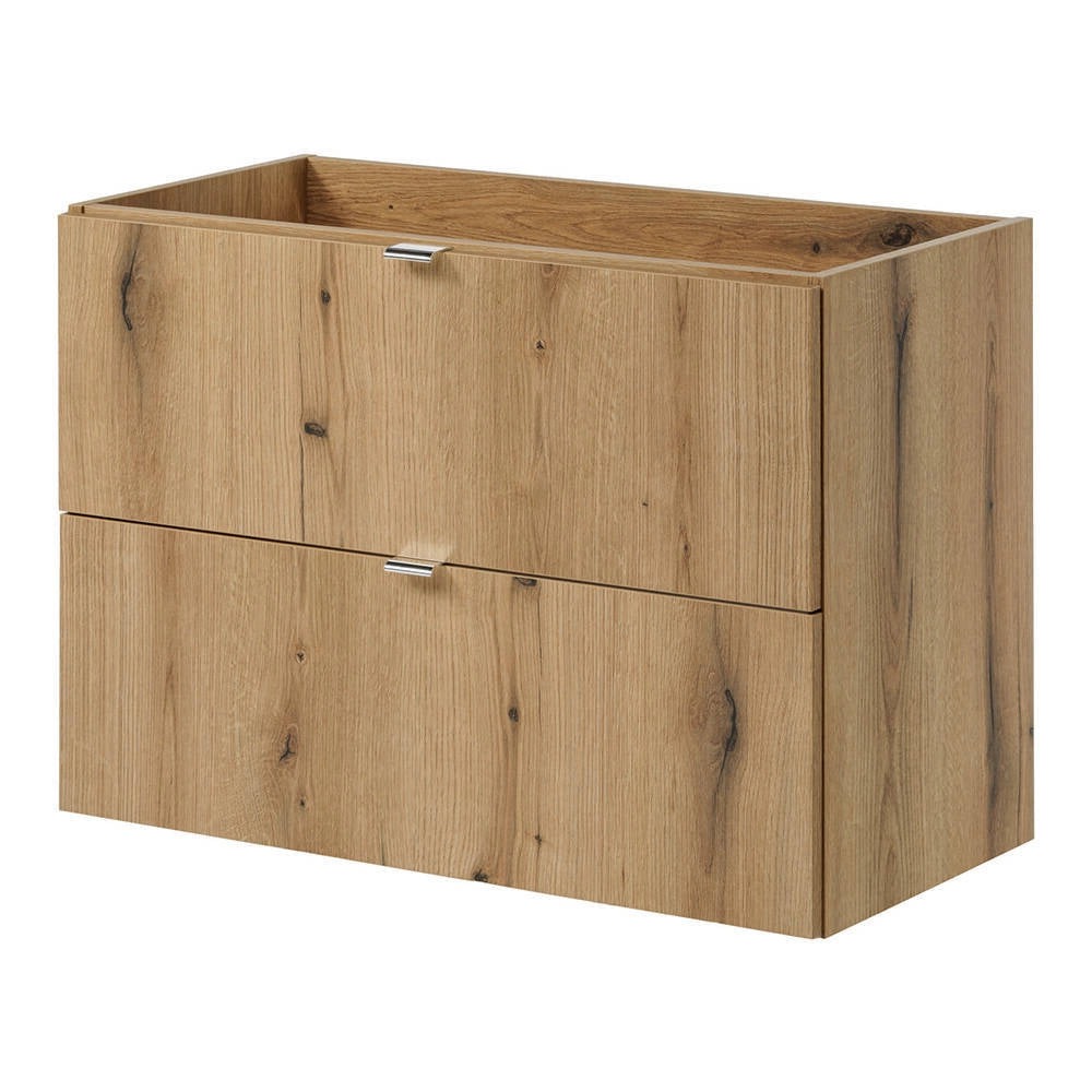 Mobiletto Sottolavabo NEWPORT a 2 Cassetti con Lavabo 80x57x39 cm - Effetto Rovere [en.casa]