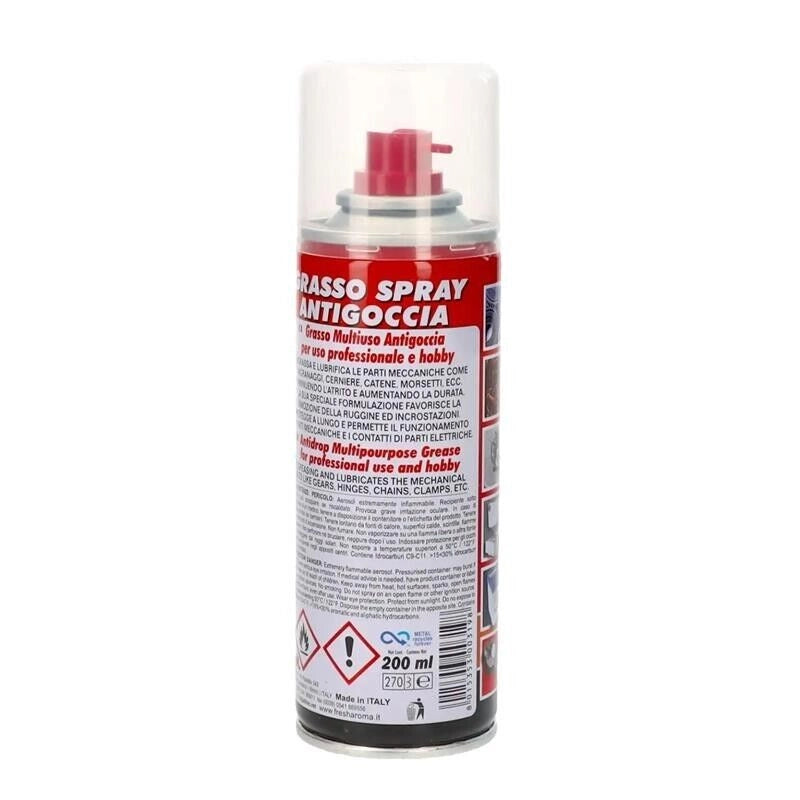 GRASSO SPRAY LUBRIFICANTE MULTIUSO CHE PENETRA PURIFICA A FONDO E PROTEGGE DALLA RUGGINE 200 ML