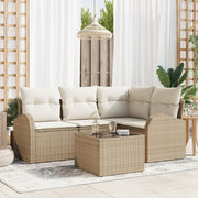 Set Divano da Giardino 5 Pezzi con Cuscini in Rattan Polare Marrone