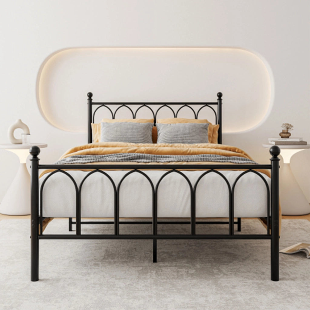 Letto singolo in metallo nero 90 x 200 cm in stile rustico