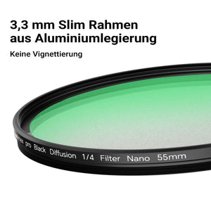 Black Diffusion 1/4 Filtro diffusore da 55 mm, lente antigraffio e antiriflesso con rivestimento nano a 18 strati, montatura slim da 3,3 mm - Per ritratti e videoclip