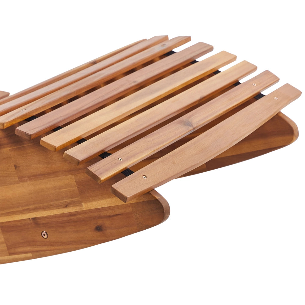Lettino prendisole in legno di acacia chiaro design a dondolo lettino da giardino a forma curva