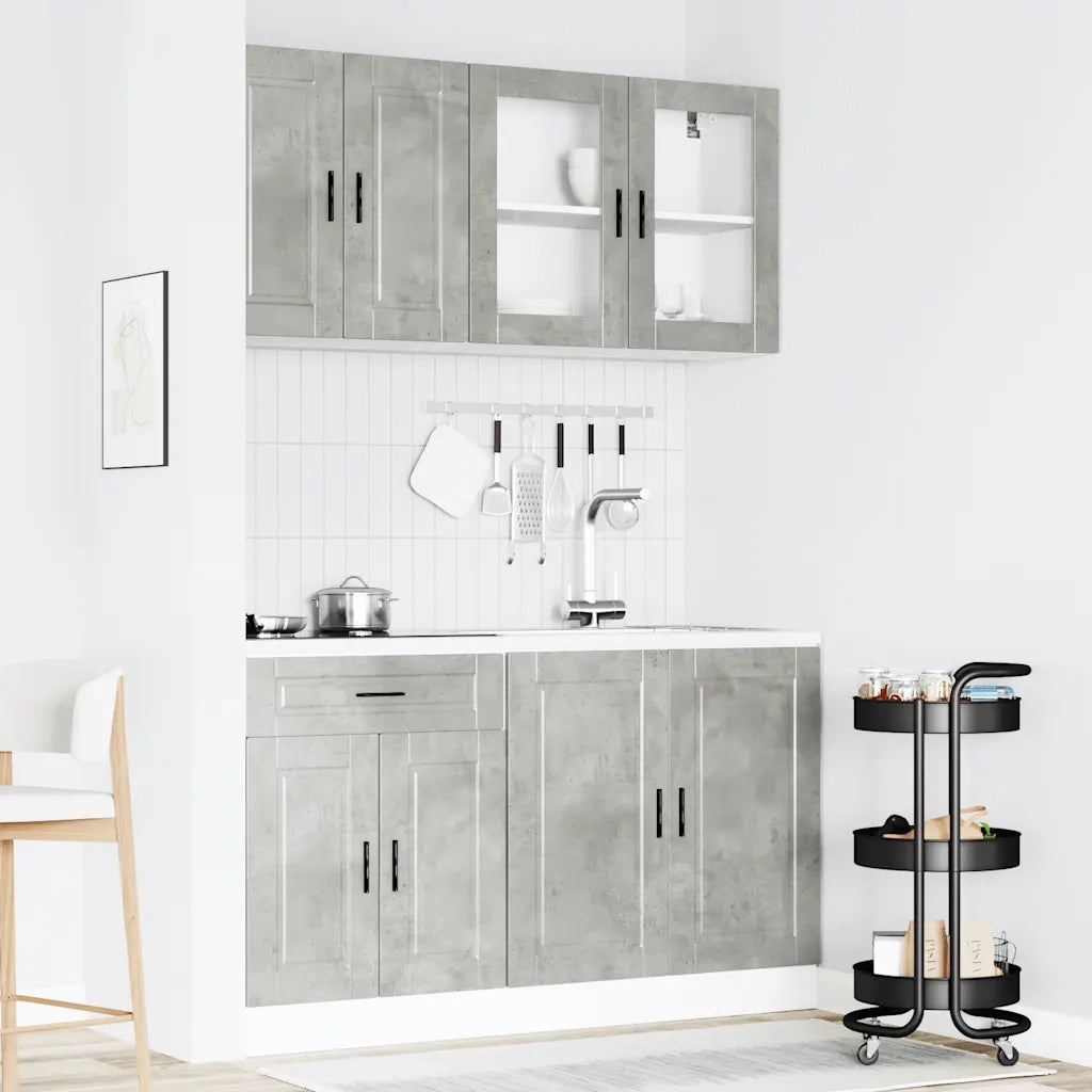 Set Armadio pensile | Mobili da Cucina 4 pz Porto Grigio Cemento in Truciolato