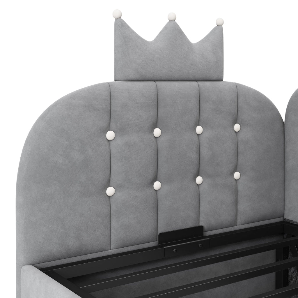 Letto da giorno 90x190 cm con contenitore idraulico; velluto grigio