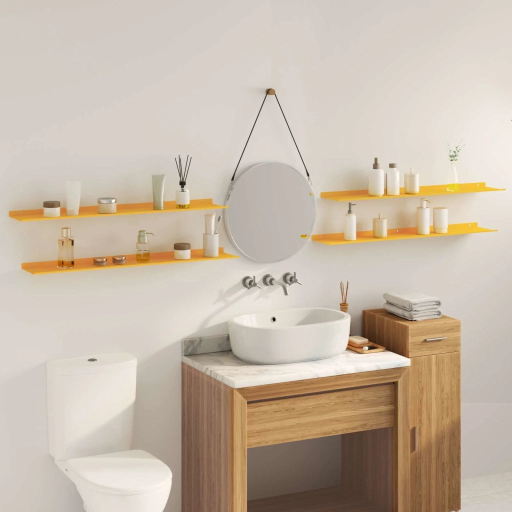 Mensola sospesa 4 pcs Giallo senape 100 x 18 x 2,5 cm Acciaio 8004051