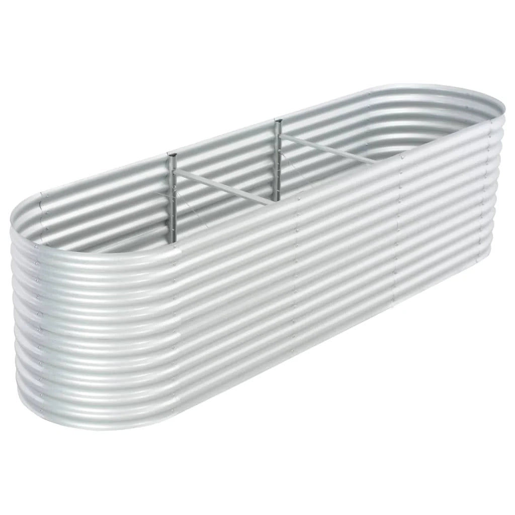 Fioriera rialzata per piante e fiori giardino 320 x 80 x 81 cm acciaio zincato argento 02_0001047