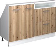 Mobile cucina sottotetto R-Line, Rovere artigianale/bianco, 120 cm Set di 2