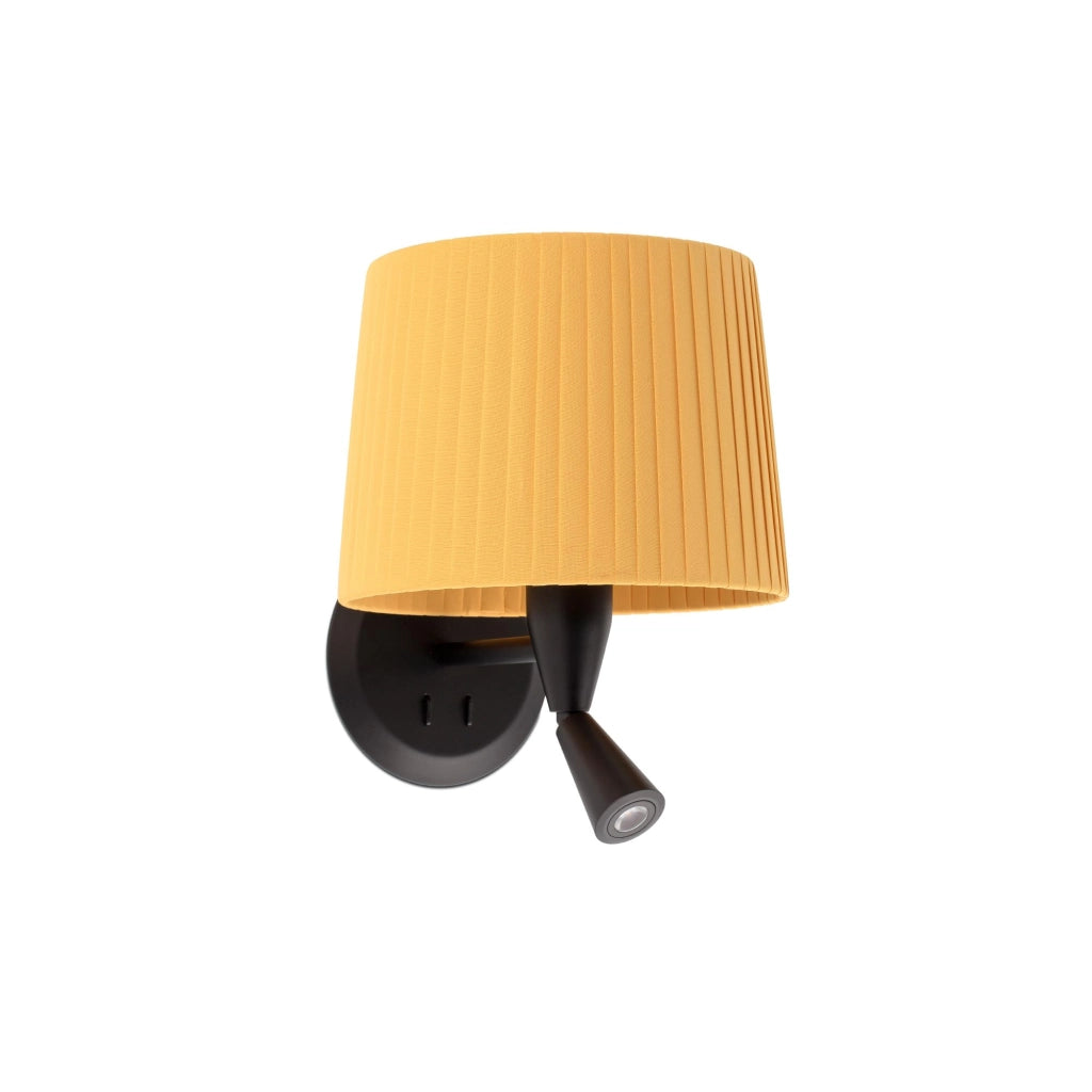 Faro Barcelona 64309-36 - SAMBA Lampada da parete con lettore nera/bordata giallo