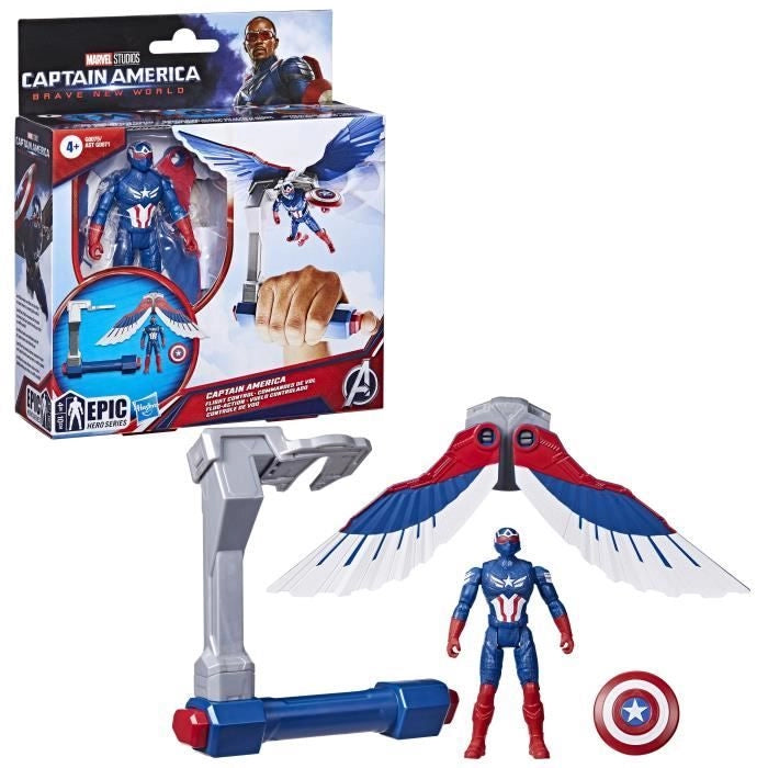 Captain America Flight Control Figure, Marvel Epic Hero Series Captain America: Brave New World, dai 4 anni in su