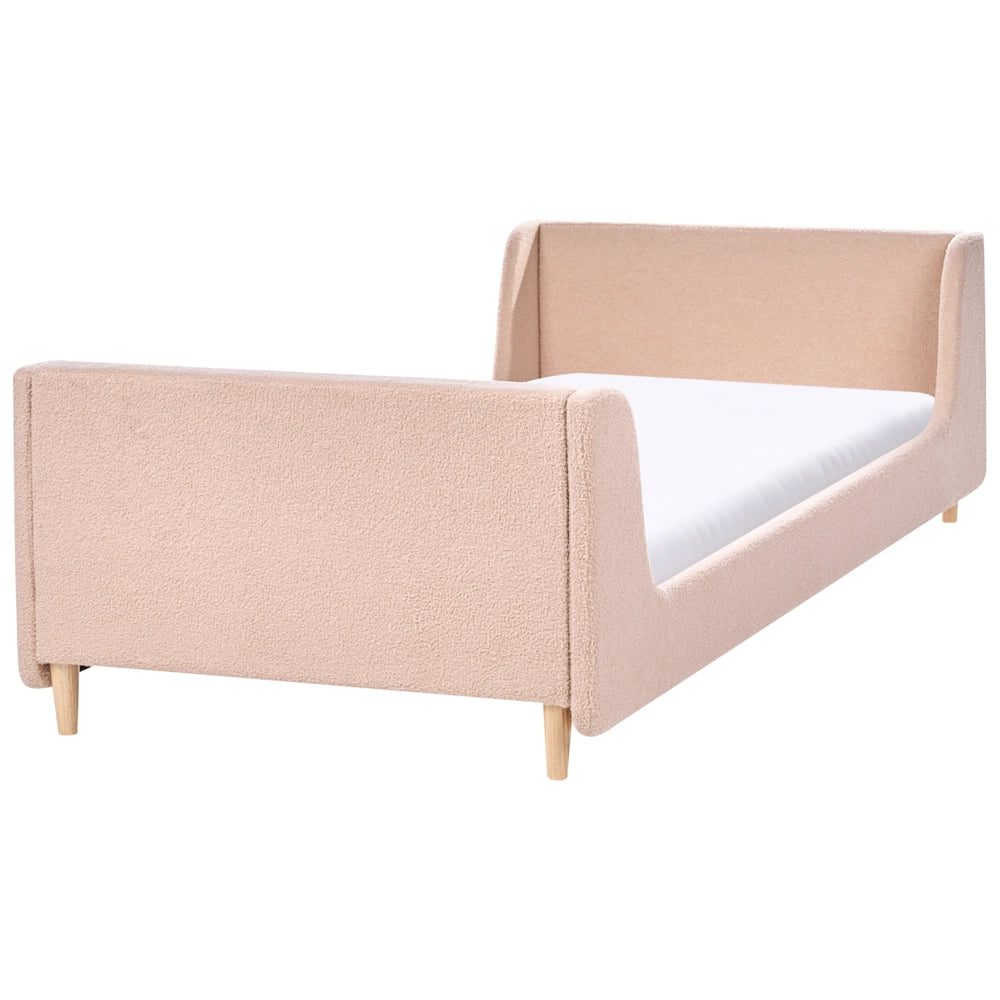 Letto singolo in bouclè rosa con base a doghe 90 x 200 cm Camera da letto Bambini Camera Moderna Tradizionale