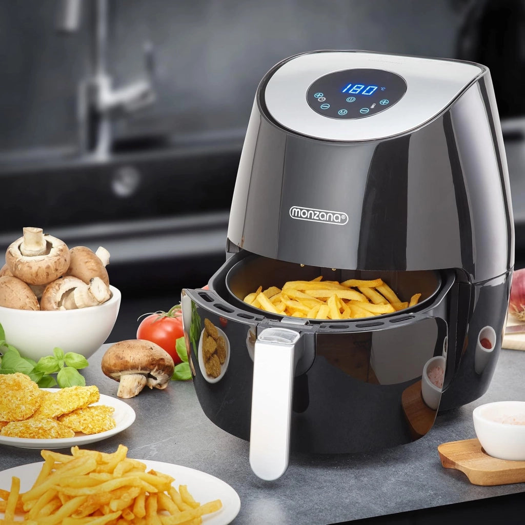 Friggitrice ad Aria Calda Airfryer 3,6 L Senza Olio 6 Programmi 1500 W Display Touch Nero
